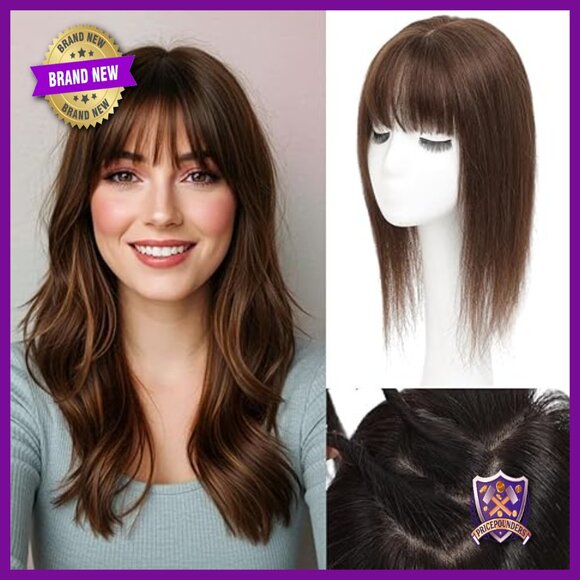 Real Human Hair Topper with Wispy Bangs for Thinning Crown 16INCH main image 5